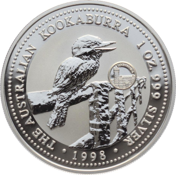 Preview: Australien 1 Dollar 1998 Kookaburra - 1 Unze Feinsilber - Privymark "Luxembourg"